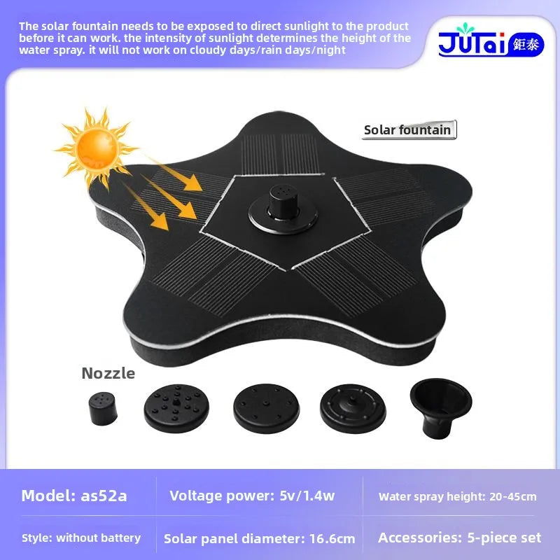 fachgo | Solar Fountain Outdoor Garden Water Feature Floating Bird Bath No Electricity Needed
