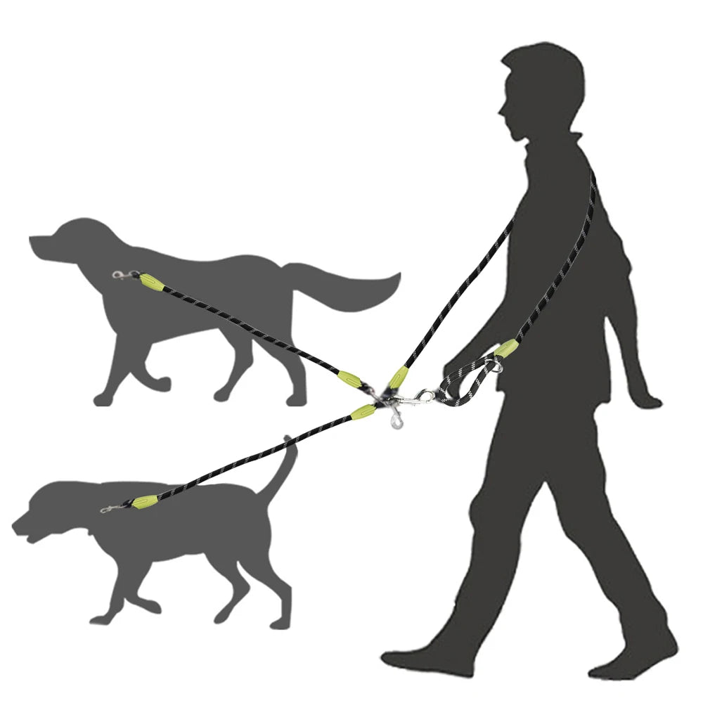 fachgo | 1 PC Hands Free Dog Leash for 2 Dogs Reflective Running Dual Dog Leash 360° Swivel Leash for Pet Outdoor Walking Jogging Hiking