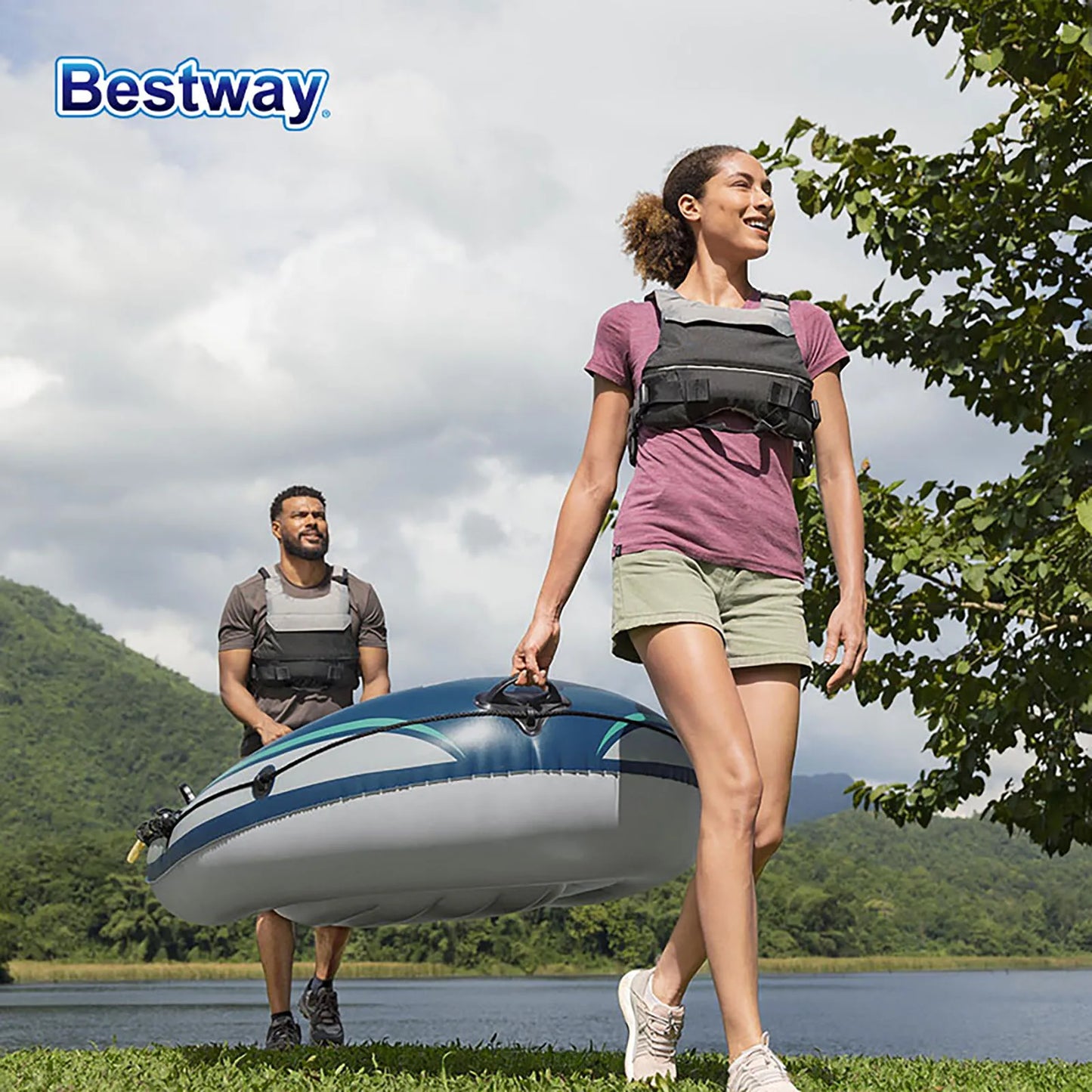 fachgo | Bestway 61153 2 Person Inflatable Kayak - Durable PVC Material, Large Adventure Boat, Kit Format, Highly Buoyant and Stable