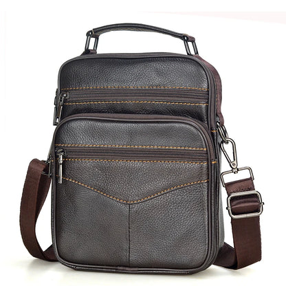 fachgo | Men's Natural Leather Handbag For Tablet Male Genuine Leather Shoulder Bag Small Men Travel Messenger Crossbody Bags Tote