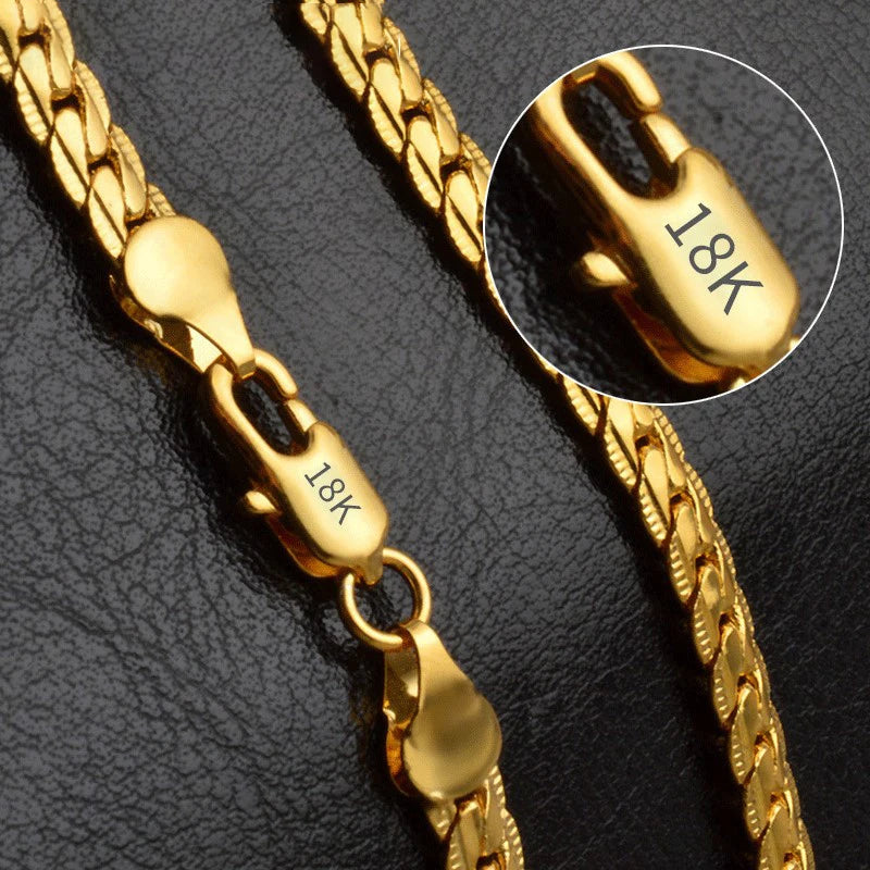 fachgo | 18K Gold/Silver Color 6mm Full Sideways Necklace 8/18/20/24 Inch Chain