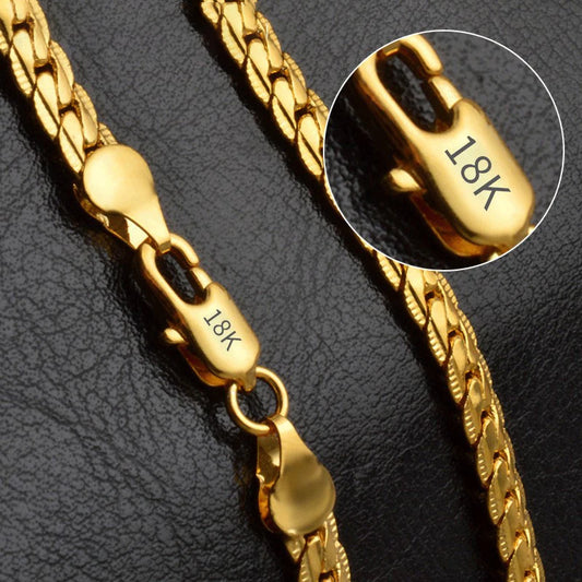 fachgo | 18K Gold/Silver Color 6mm Full Sideways Necklace 8/18/20/24 Inch Chain