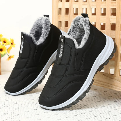 fachgo | Warm Walking Shoes Lightweight Thermal Ankle Boots Non-slip Slip On Sneakers Winter Thick Fur Shoes for Travel Hiking