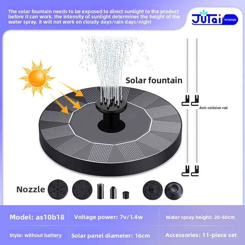 fachgo | Solar Fountain Outdoor Garden Water Feature Floating Bird Bath No Electricity Needed