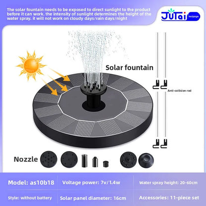 fachgo | Solar Fountain Outdoor Garden Water Feature Floating Bird Bath No Electricity Needed