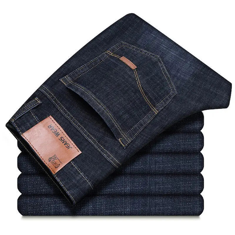 fachgo | 2025 Men NEW Men's Fashion Business Jeans Classic Style Casual Stretch Slim Jean Pants Male Brand Denim Trousers Black Blue Mens