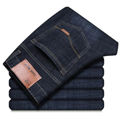 fachgo | 2025 Men NEW Men's Fashion Business Jeans Classic Style Casual Stretch Slim Jean Pants Male Brand Denim Trousers Black Blue Mens