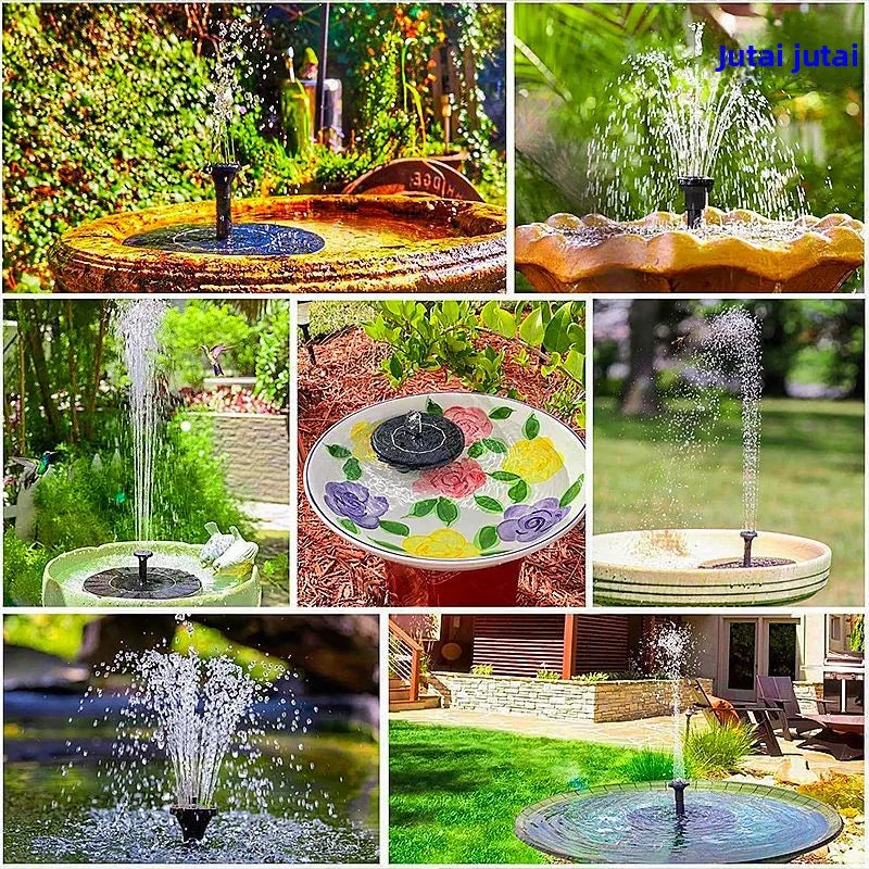 fachgo | Solar Fountain Outdoor Garden Water Feature Floating Bird Bath No Electricity Needed