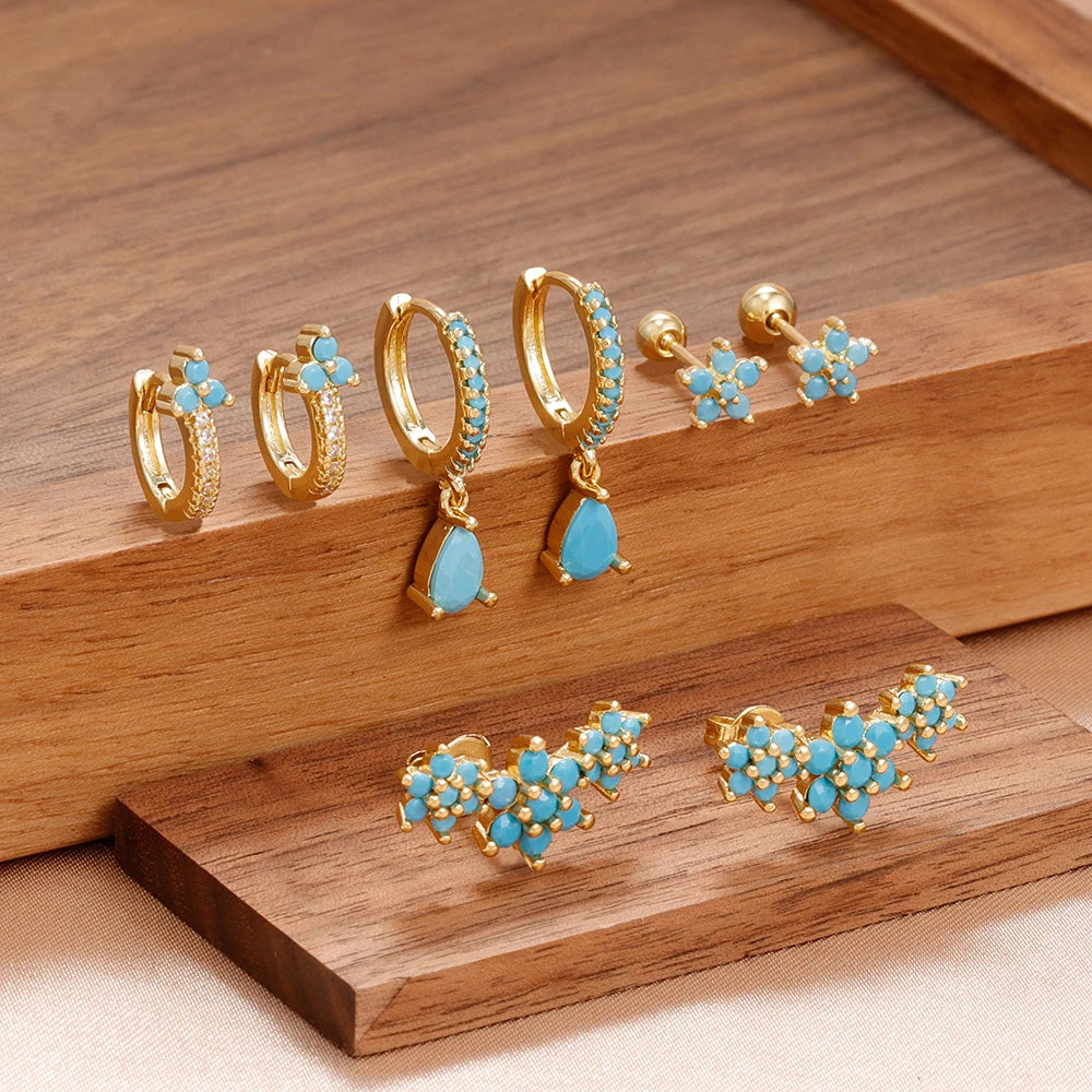 fachgo | 8-Piece Gold-Plated Hoop Earrings Set