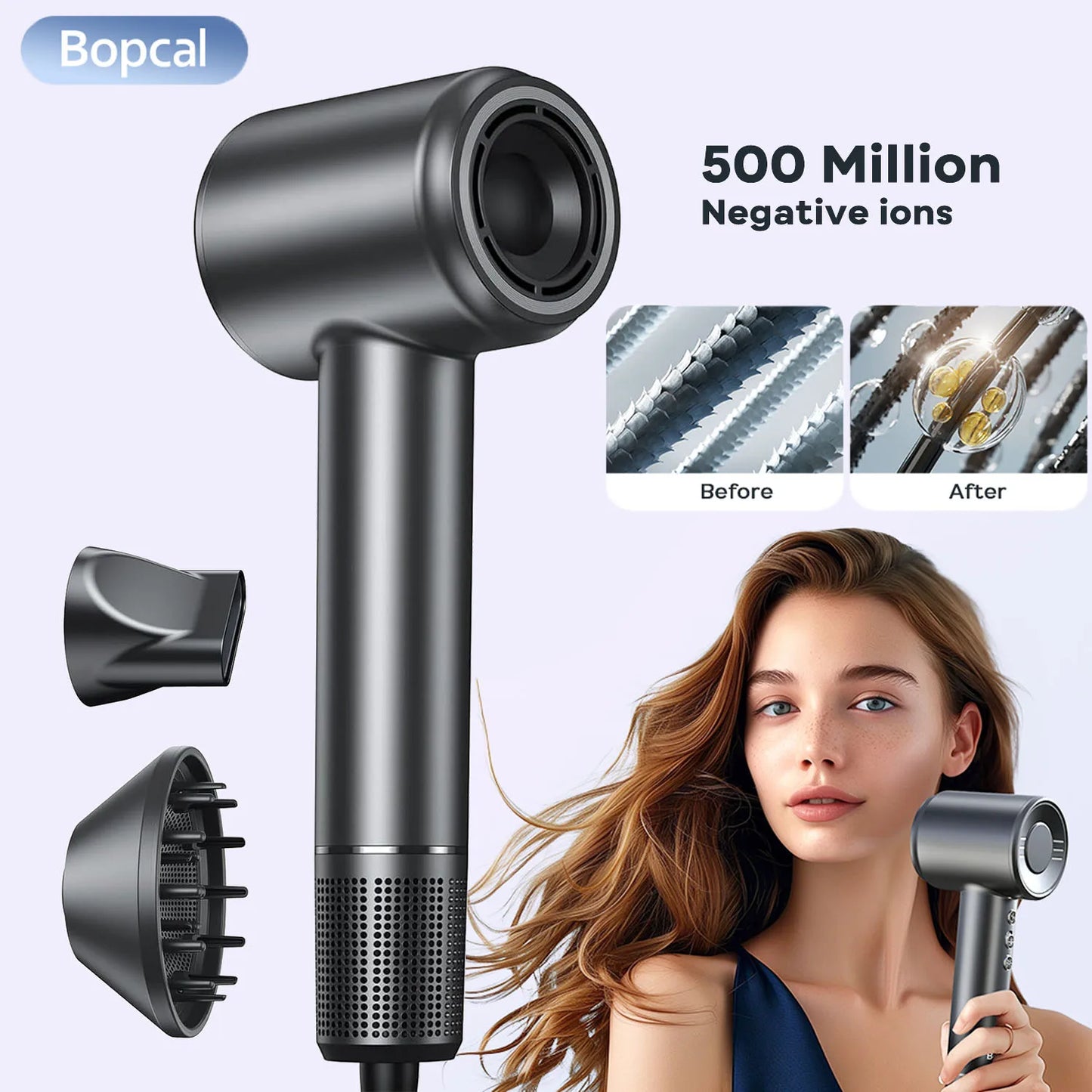 fachgo | Electric High Speed Hair Dryer 120000RPM Brushless Negative Ions Blow Dryer Super Powerful Wind Lownoise Quick Drying Hair Dryer