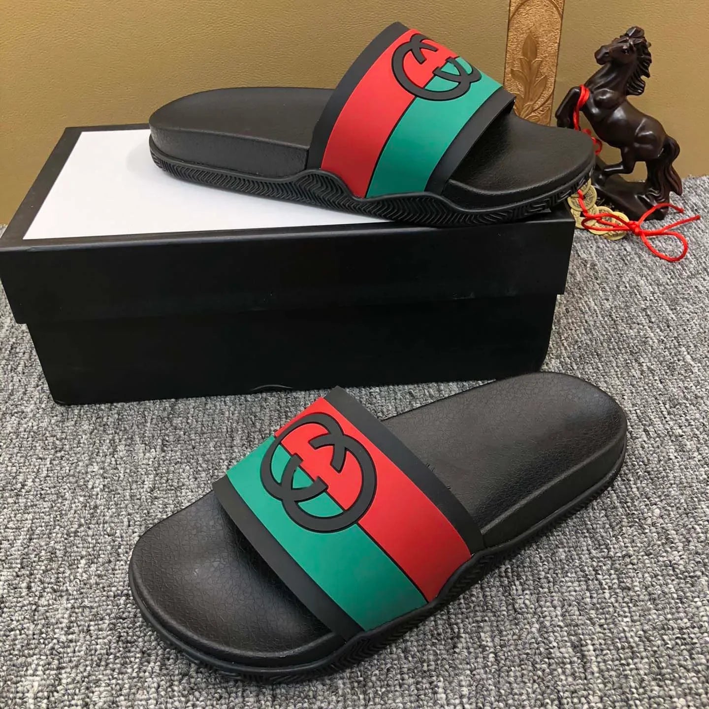fachgo | Designer Sandal Women Men Rubber Leather Slide Sandal Dress Shoe Wedges Sandal Beach Slippers Luxury Summer Platform