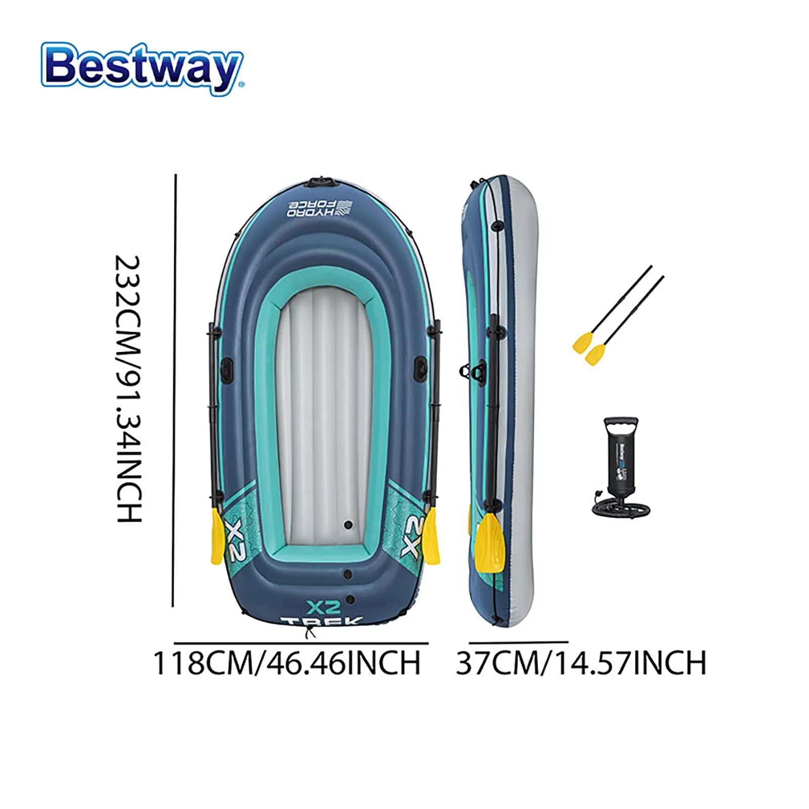 fachgo | Bestway 61153 2 Person Inflatable Kayak - Durable PVC Material, Large Adventure Boat, Kit Format, Highly Buoyant and Stable