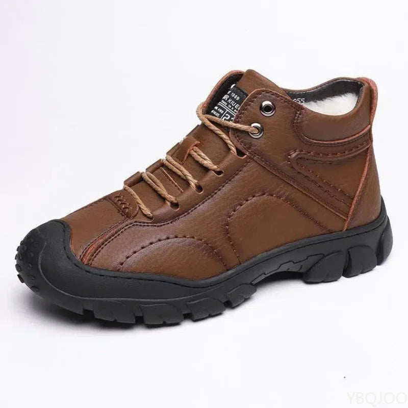 fachgo | Men's Winter Velvet Thick Boots Outdoor High Top Snow boots Casual Waterproof Shoes New Lace Up Men Cotton Shoes Botas Zapatos ﻿