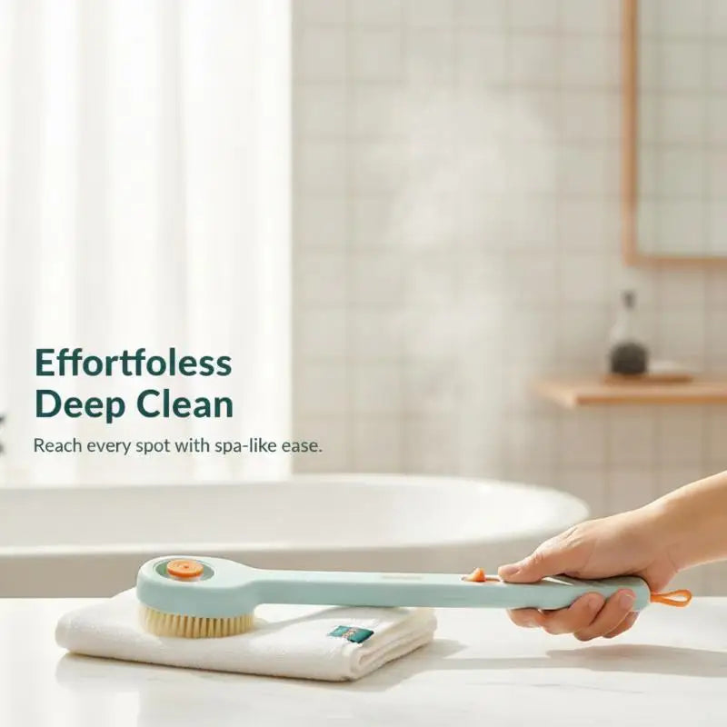 17 Inch Long Handle Bath Brush with Soap Dispenser Soft Bristles for Hard-to-Reach Back Shower Body Cleaning