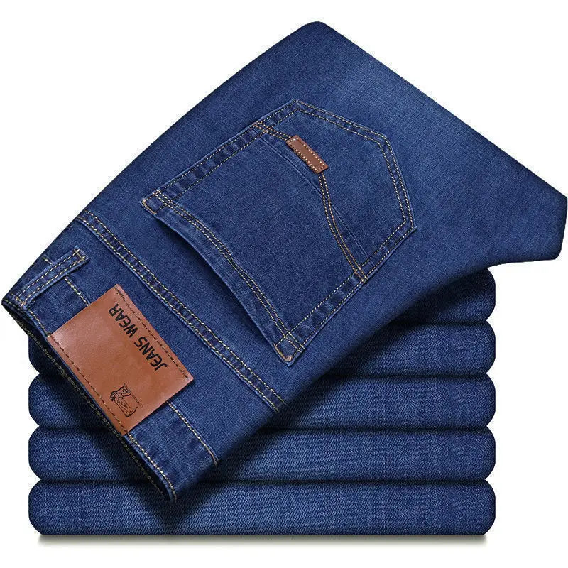 fachgo | 2025 Men NEW Men's Fashion Business Jeans Classic Style Casual Stretch Slim Jean Pants Male Brand Denim Trousers Black Blue Mens