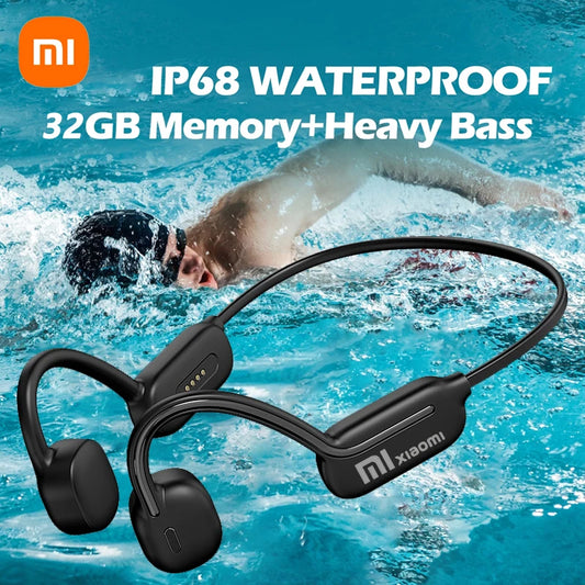 fachgo | Xiaomi Bone Conduction Earphone Wireless Open Headset Bluetooth 5.3 IPX8 Swimming Bluetooth Headphones 32GB MP3 Sports Earbuds