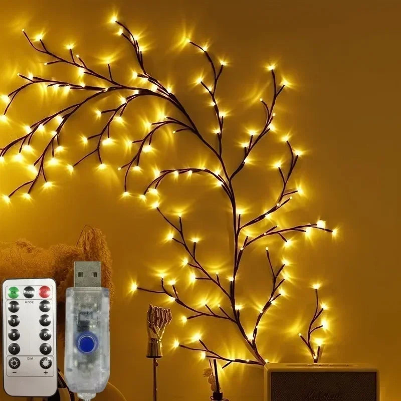 LED Tree Branch Light USB Powered Christmas Tree Vine Lamp DIY Festive Decor For Halloween Wedding Home