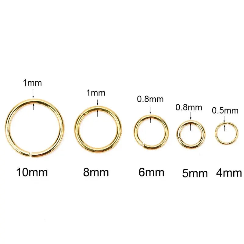 fachgo | 100pcs PVD Never Fade Stainless Steel Open Jump Rings 4 5 6 8 10 mm