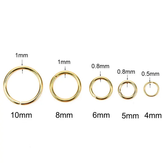 fachgo | 100pcs PVD Never Fade Stainless Steel Open Jump Rings 4 5 6 8 10 mm