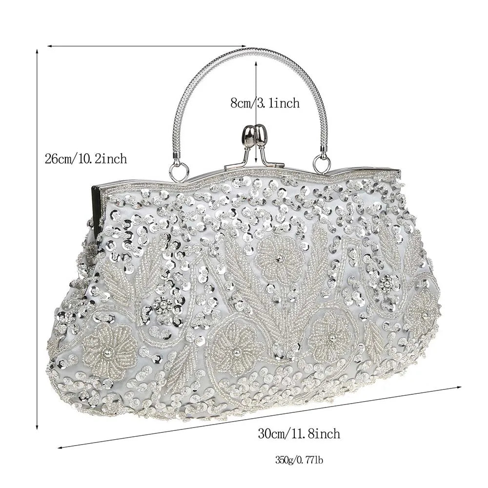 fachgo | Beaded Bridal Clutch Evening Bag
