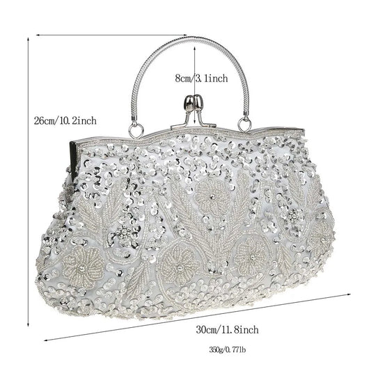 fachgo | Beaded Bridal Clutch Evening Bag