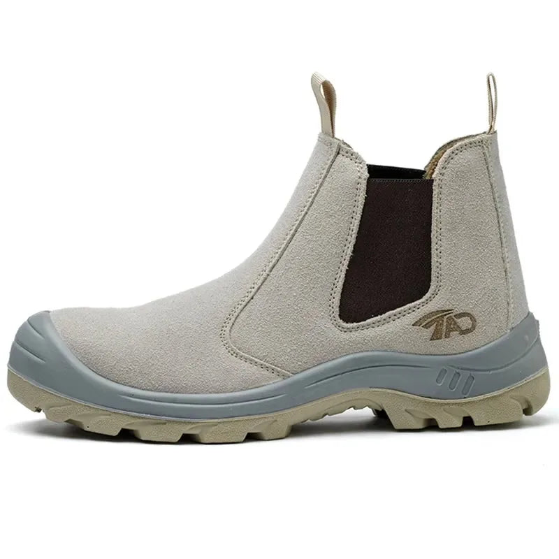Safety Boots for Men Work Shoes Construction with Steel Toe Slip On Without Laces Welder Welding