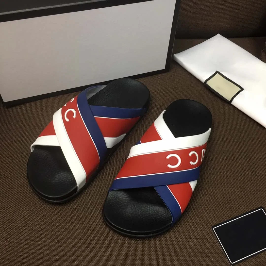 fachgo | Designer Sandal Women Men Rubber Leather Slide Sandal Dress Shoe Wedges Sandal Beach Slippers Luxury Summer Platform