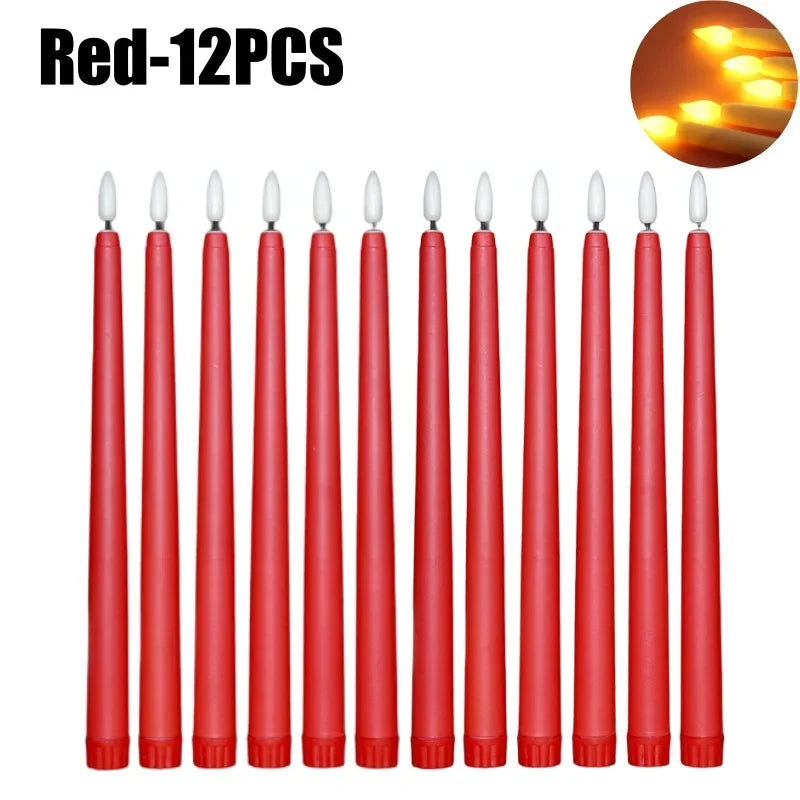 LED Flameless Taper Candles Battery Operated Realistic Flickering Remote Control Dinner Wedding Party Decoration Long Candles