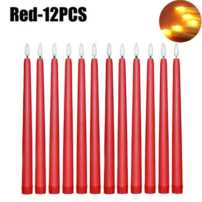 LED Flameless Taper Candles Battery Operated Realistic Flickering Remote Control Dinner Wedding Party Decoration Long Candles