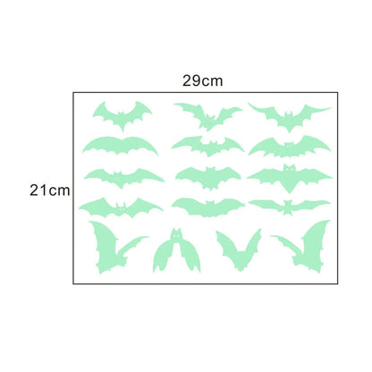 Halloween Luminous Wall Stickers,Glowing Eyes in The Window,Luminous Bats Ghost Pumpkin Window Stickers,Horror Home Decoration