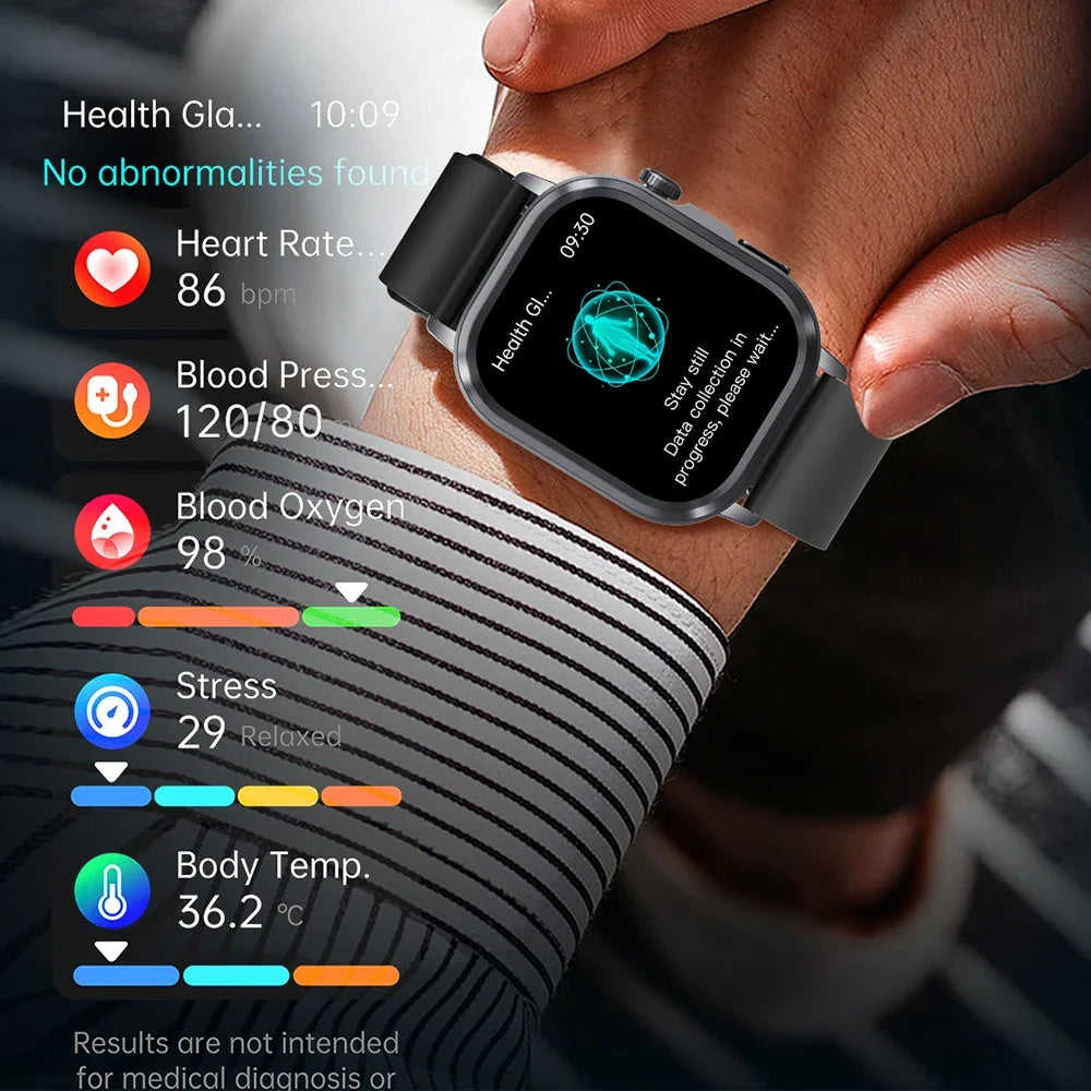fachgo | New Accurate Blood Pressure Smart Watch Uric Acid ECG+PPG Blood Oxygen Body Analysis Body Fat LED Flashlight smart watches 2025