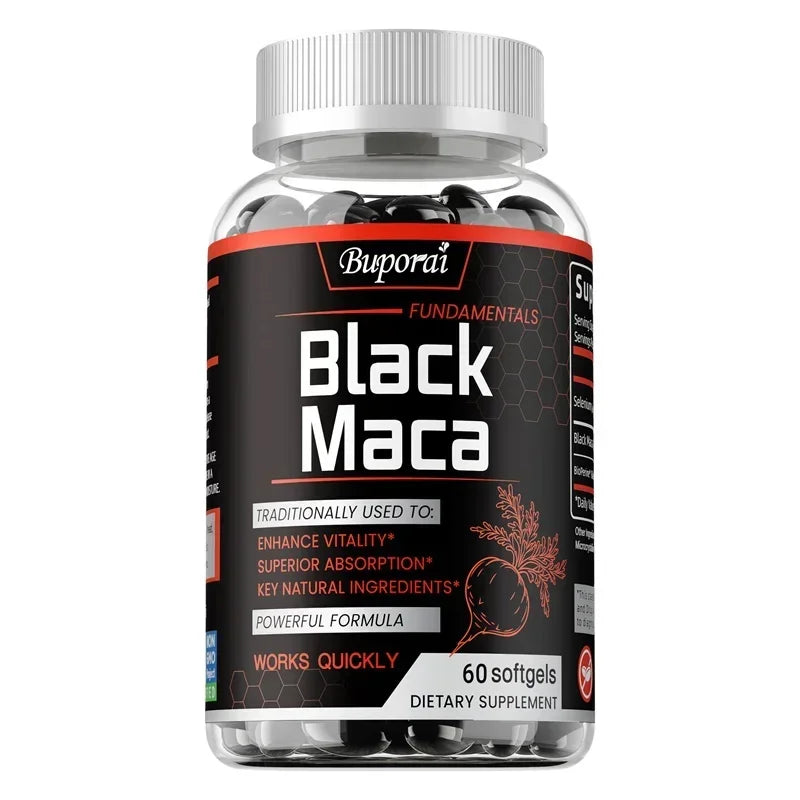 fachgo | Black Maca Supplement - Natural Nergizer, Improve Performance, Energy, Endurance Muscle Mass Improve, Balance Hormones