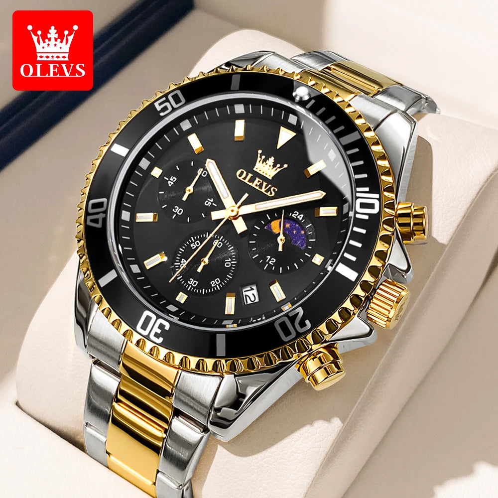 fachgo | OLEVS Moon Phase Chronograph Men’s Watch