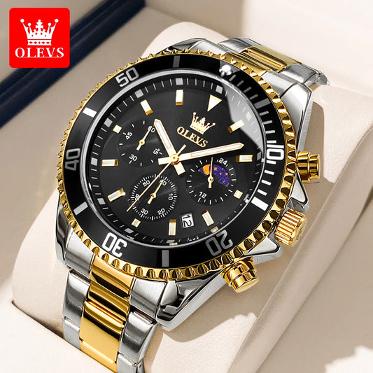 fachgo | OLEVS Moon Phase Chronograph Men’s Watch