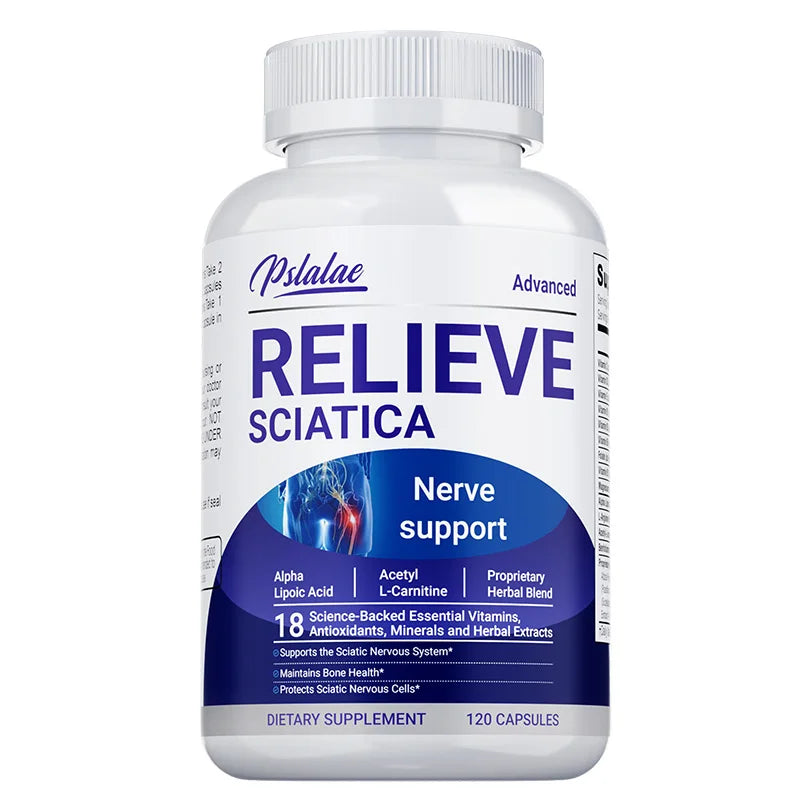 fachgo | Relieve Sciatica Capsules - Contains B Vitamins To Support Sciatic Nerve Health, Soothe Nerves, Boost Energy - 120pcs