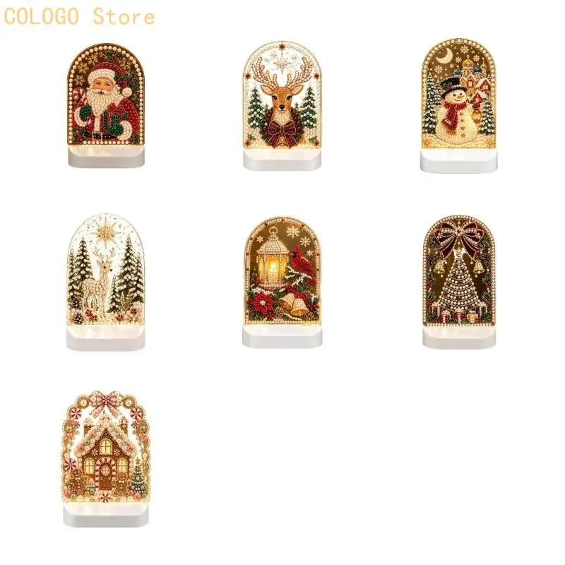 Christmas LED Acrylic Art Set with Faceted Pieces for a Handmade Indoor Display Project That Glows During Evening Use D0LD