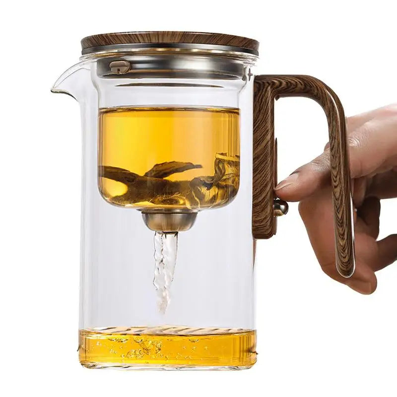 fachgo | 1 Set Glass Teapot With Infuser One Click Magnetic SwitchTea Separation Filtration Glass Tea Pot Drip-Free Spout Tea Pot