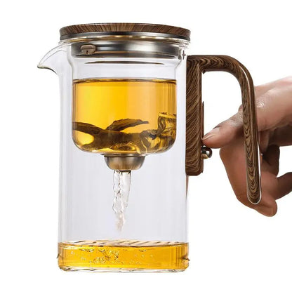 fachgo | 1 Set Glass Teapot With Infuser One Click Magnetic SwitchTea Separation Filtration Glass Tea Pot Drip-Free Spout Tea Pot