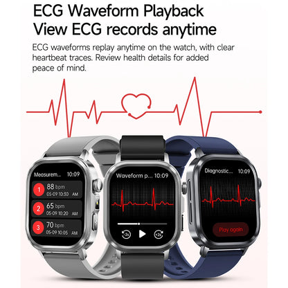 fachgo | New Accurate Blood Pressure Smart Watch Uric Acid ECG+PPG Blood Oxygen Body Analysis Body Fat LED Flashlight smart watches 2025