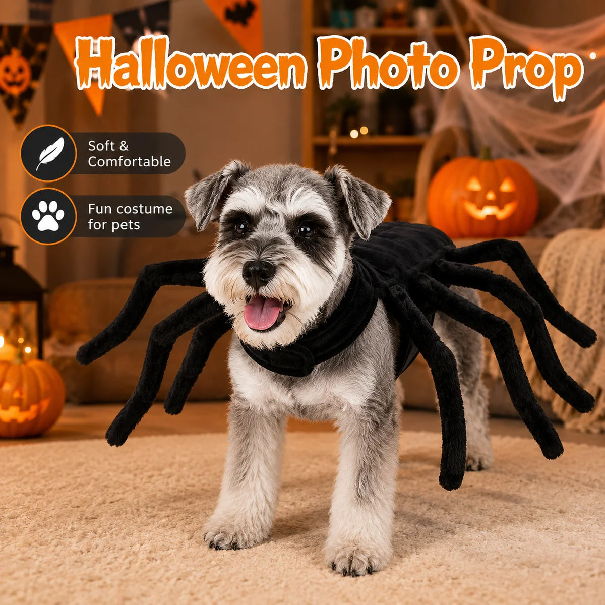 Halloween Spider Pet Costume for Cats Small Medium Dogs Funny Cosplay Outfit Puppy Party Dress Up Costume