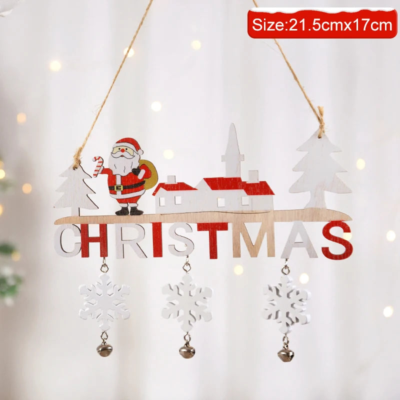 fachgo | Christmas Wooden Decorations Wall Porch Letter Pendant Snowman Hang Up Creative Decorative Crafts