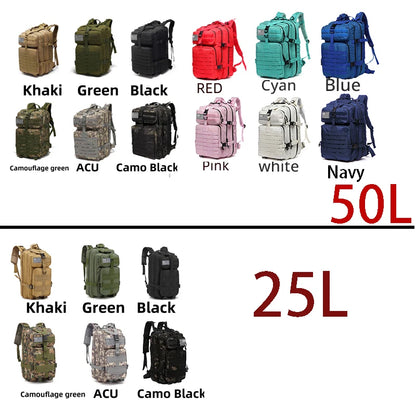 fachgo | 25L/50L 1000D Nylon Waterproof Trekking Fishing Hunting Bag Backpack Outdoor Rucksacks Tactical Sports Camping Hiking