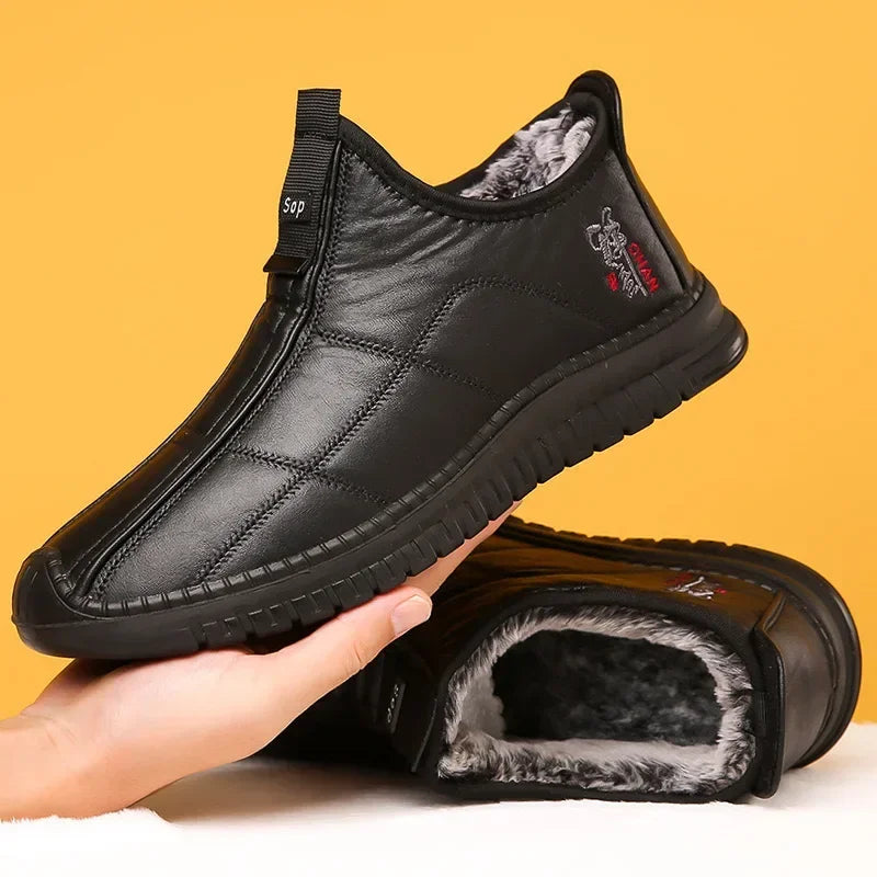 fachgo | Winter men's boots are warm waterproof non slip thick walking boots, and oversized work shoes for men aged 38-48 platform boots