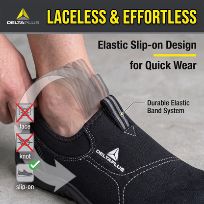 Safety Shoes Man Work Black Slip On Steel Toe Lightweight Breathable Summer Non Anti Static Protective