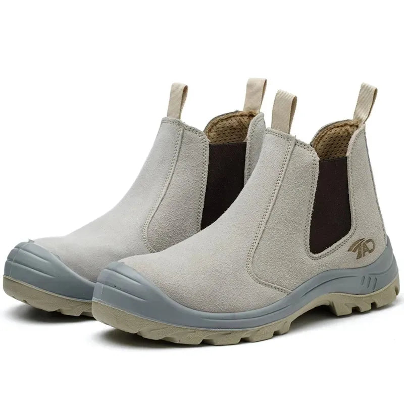 Safety Boots for Men Work Shoes Construction with Steel Toe Slip On Without Laces Welder Welding