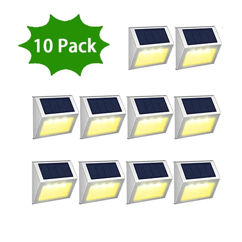 fachgo | 1-12Pack Solar Powered LED Deck Lights LED Solar Lamp Outdoor Stair Lights Stainless Steel for Garden Backyard Patio Wall Fence