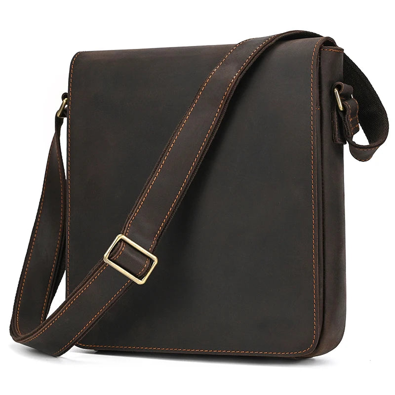fachgo | High Quality Men's Leather Shoulder Bag Genuine Leather Crossbody Bags For Male Messenger Bags Vintage Sling Bags Man Bags 2024