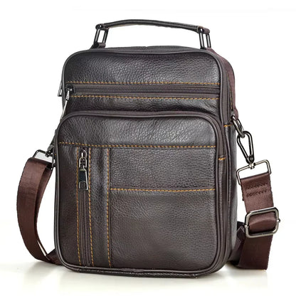 fachgo | Men's Natural Leather Handbag For Tablet Male Genuine Leather Shoulder Bag Small Men Travel Messenger Crossbody Bags Tote