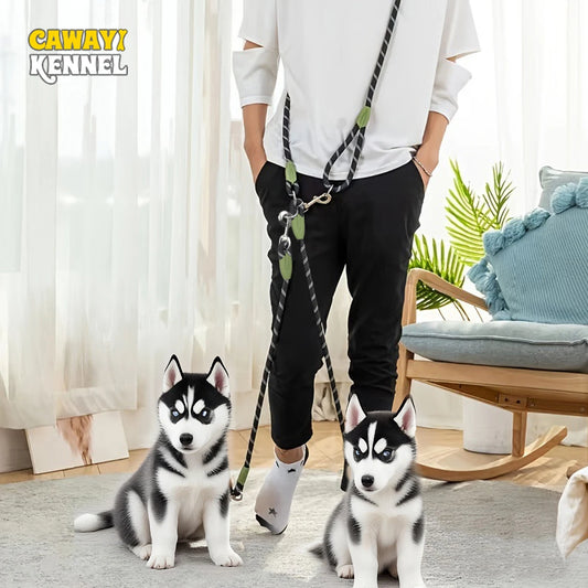 fachgo | 1 PC Hands Free Dog Leash for 2 Dogs Reflective Running Dual Dog Leash 360° Swivel Leash for Pet Outdoor Walking Jogging Hiking