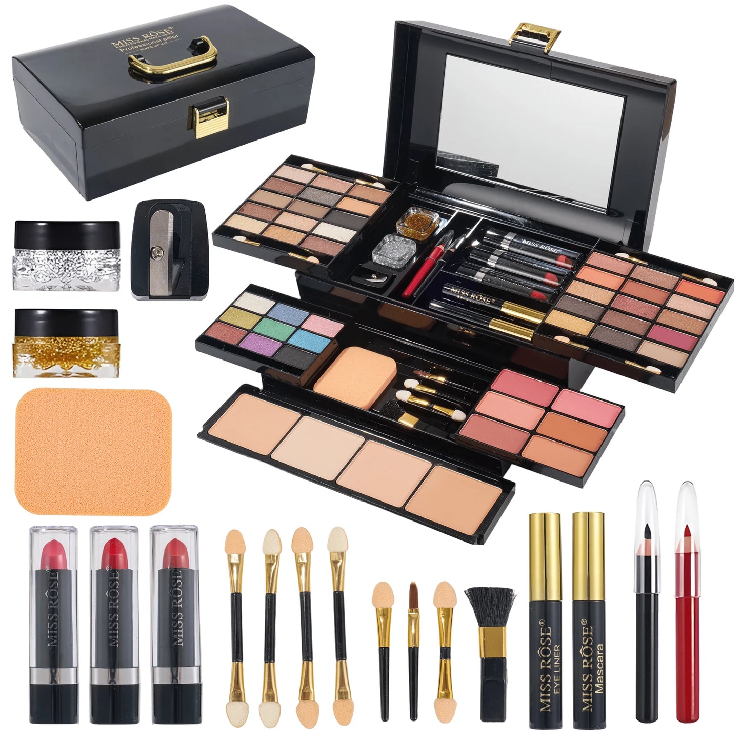 fachgo | Women's Professional Makeup Set with Mirror 58 Colors All-In-One Makeup Gift Set for Girls, Includes Eyeshadow, Powder, Blush, L
